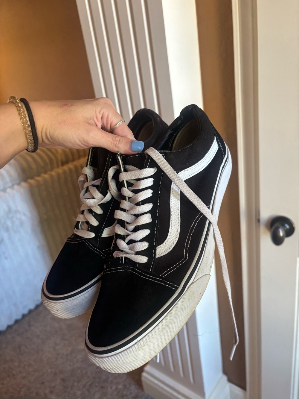Vans Black Canvas Sneakers with White Stripe
